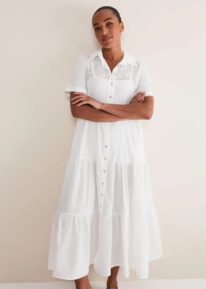 Phase Eight Dresses Alys Shirt Midaxi Dress White 8211 Women