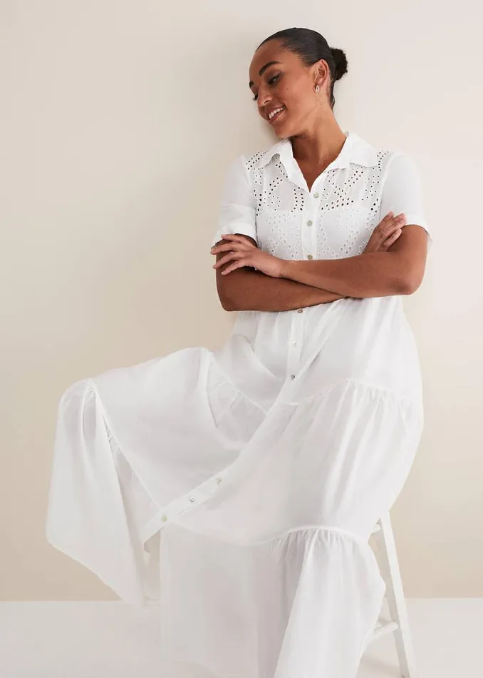 Phase Eight Dresses Alys Shirt Midaxi Dress White 8211 Women