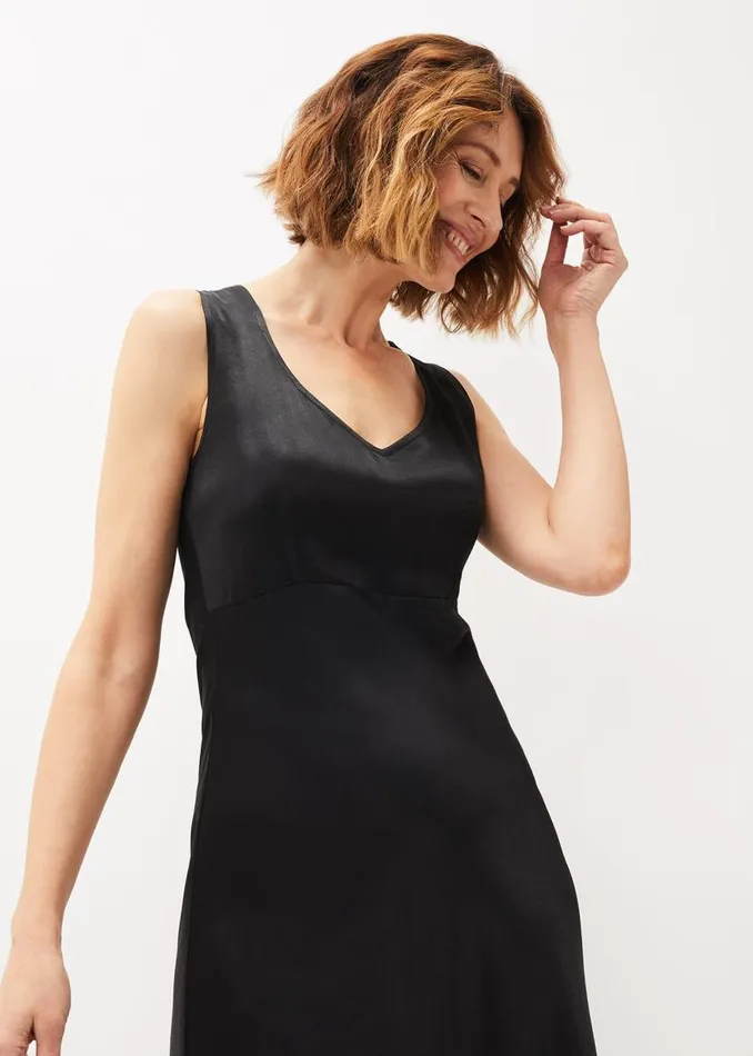 Phase Eight Dresses Amabella Sleeveless Satin Midi Dress Black 8211 Women