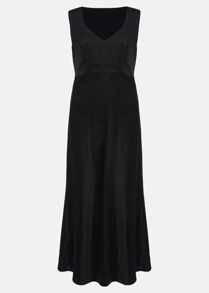 Phase Eight Dresses Amabella Sleeveless Satin Midi Dress Black 8211 Women