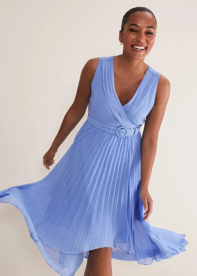 Phase Eight Dresses Brianna Pleated Midaxi Dress Cornflower 8211 Women