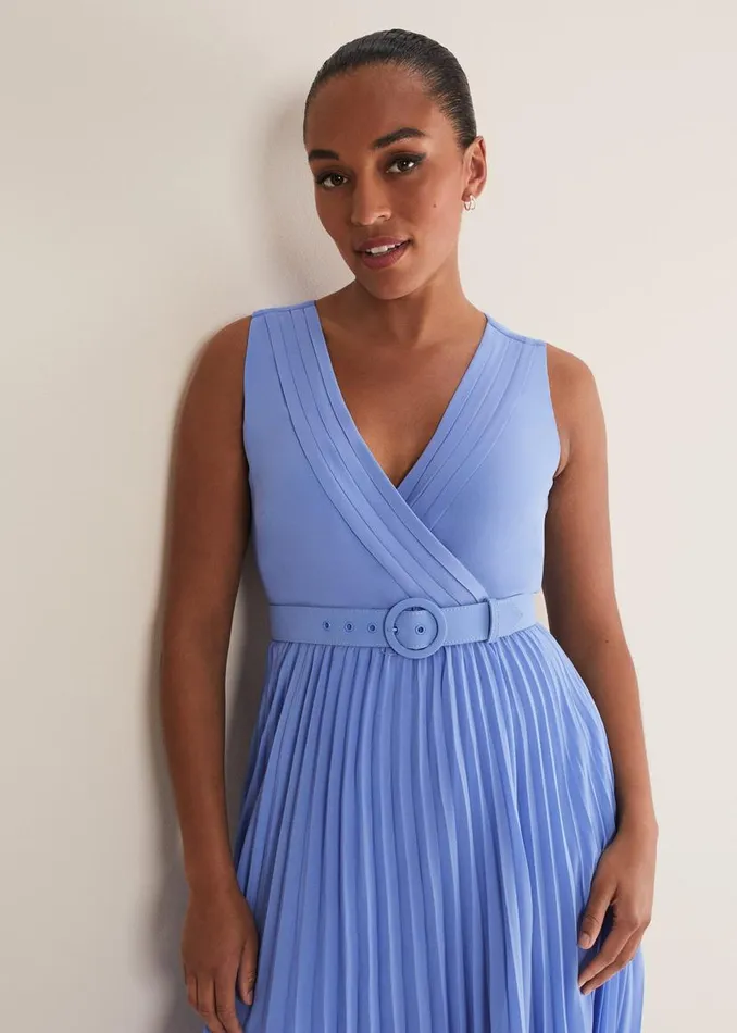 Phase Eight Dresses Brianna Pleated Midaxi Dress Cornflower 8211 Women