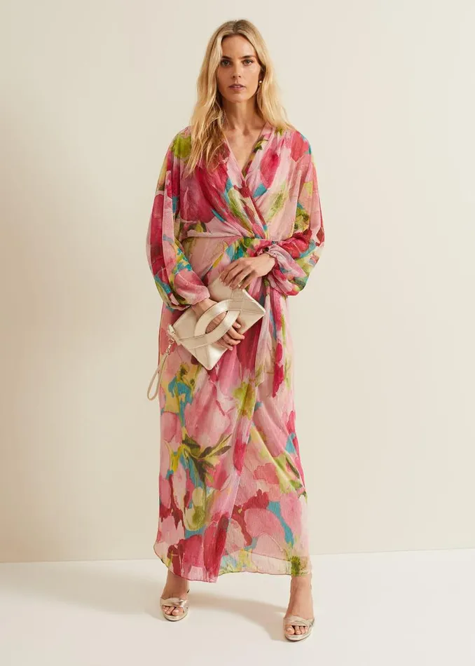 Phase Eight Dresses Cosmina Pleat Shimmer Maxi Dress Multicoloured 8211 Women
