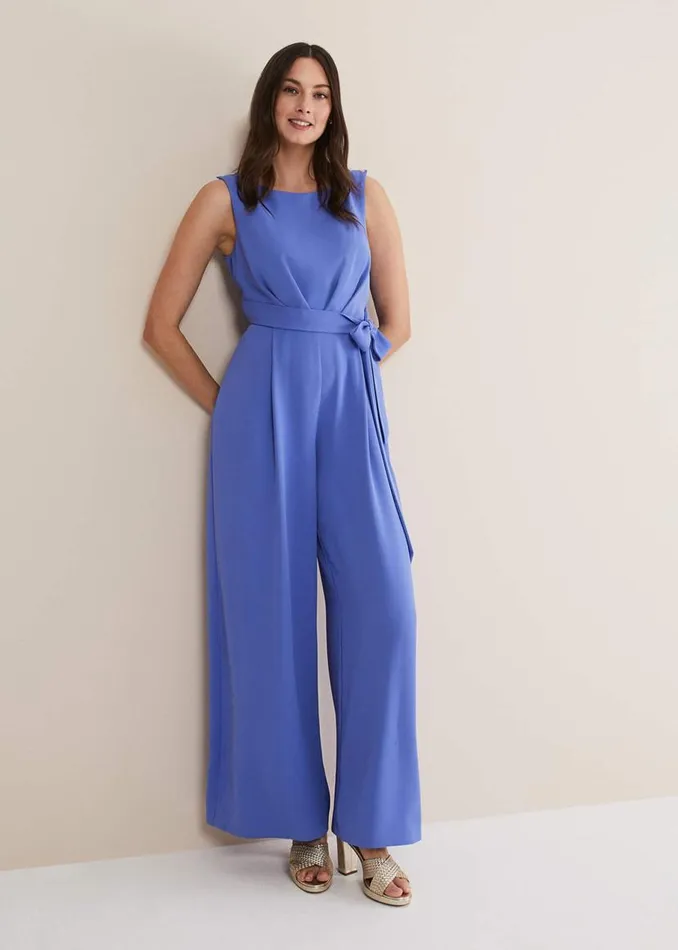 Phase Eight Dresses Elaina Blue Wide Leg Jumpsuit Foxglove Blue 8211 Women