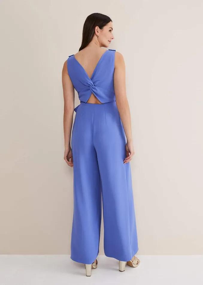 Phase Eight Dresses Elaina Blue Wide Leg Jumpsuit Foxglove Blue 8211 Women