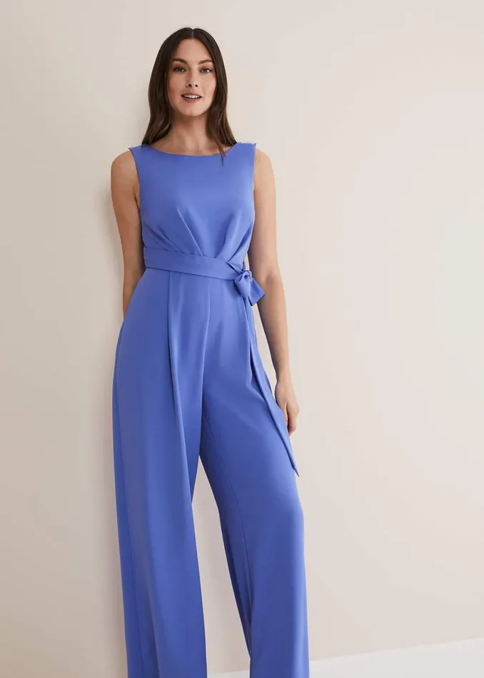 Phase Eight Dresses Elaina Blue Wide Leg Jumpsuit Foxglove Blue 8211 Women
