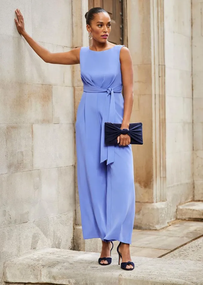 Phase Eight Dresses Elaina Blue Wide Leg Jumpsuit Foxglove Blue 8211 Women