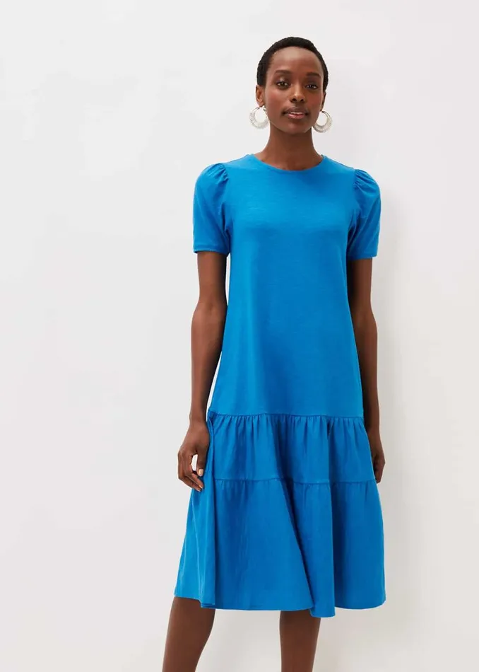 Phase Eight Dresses Elizabeth Tiered Round Neck Midi Dress Ocean 8211 Women