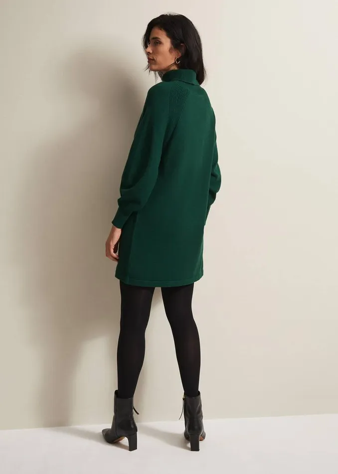 Phase Eight Dresses Ellie Chunky Knit Mini Dress Dark Green 8211 Women