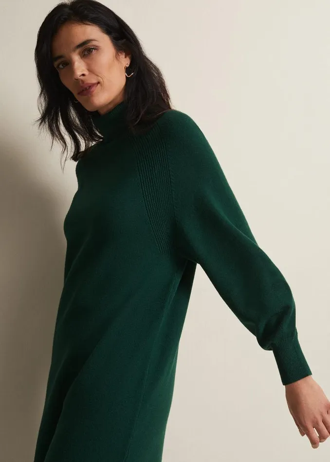 Phase Eight Dresses Ellie Chunky Knit Mini Dress Dark Green 8211 Women