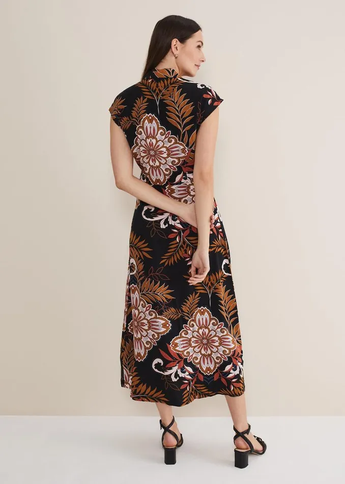 Phase Eight Dresses Estelle Paisley Tie Waist Dress Blackmulti 8211 Women