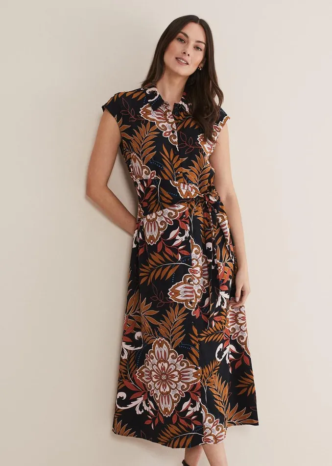 Phase Eight Dresses Estelle Paisley Tie Waist Dress Blackmulti 8211 Women