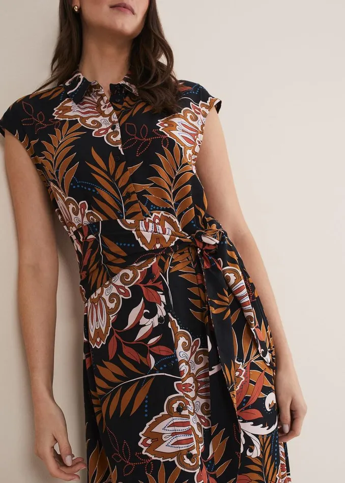 Phase Eight Dresses Estelle Paisley Tie Waist Dress Blackmulti 8211 Women
