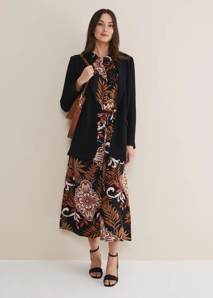 Phase Eight Dresses Estelle Paisley Tie Waist Dress Blackmulti 8211 Women