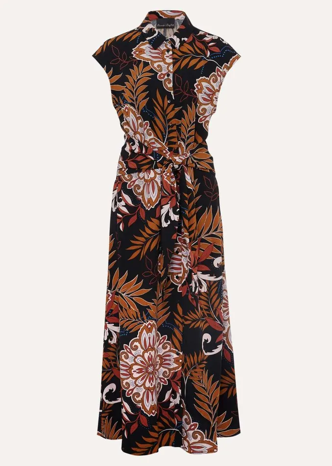 Phase Eight Dresses Estelle Paisley Tie Waist Dress Blackmulti 8211 Women