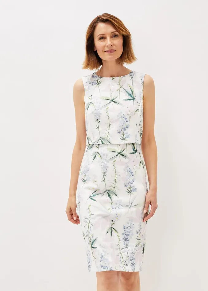 Phase Eight Dresses Francine Double Layer Scuba Dress Ivory Multi 8211 Women