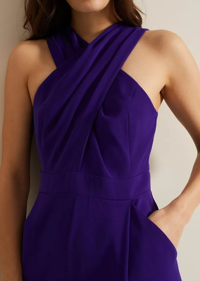 Phase Eight Dresses Giorgia Cross Neck Jumpsuit Violet 8211 Women