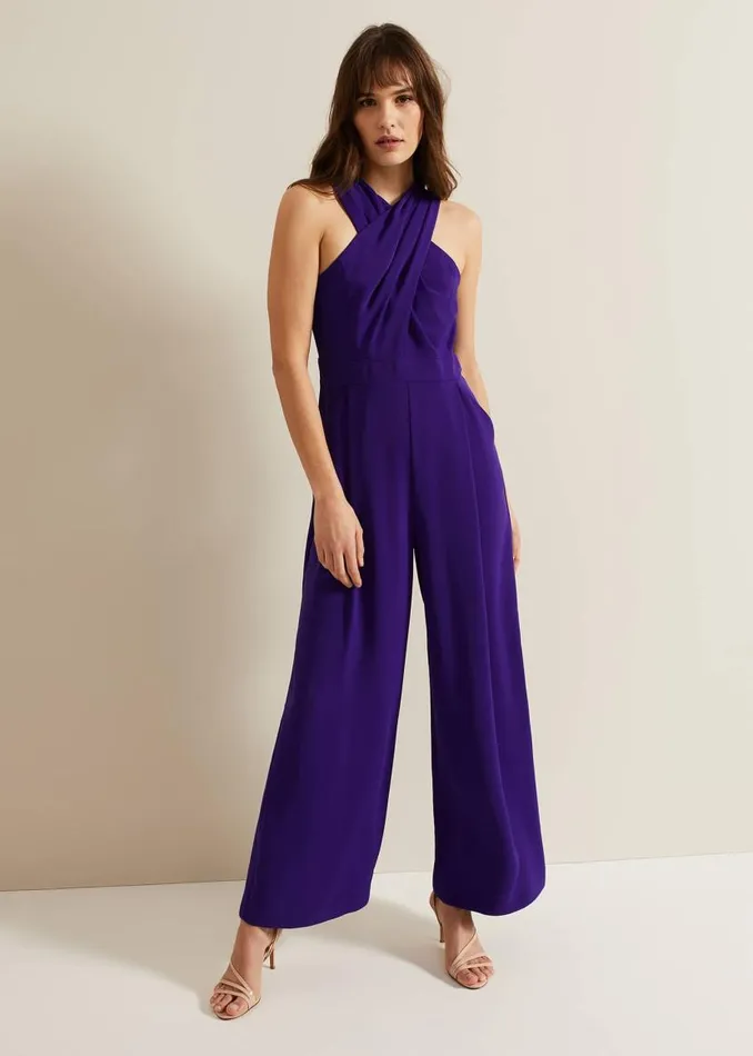 Phase Eight Dresses Giorgia Cross Neck Jumpsuit Violet 8211 Women