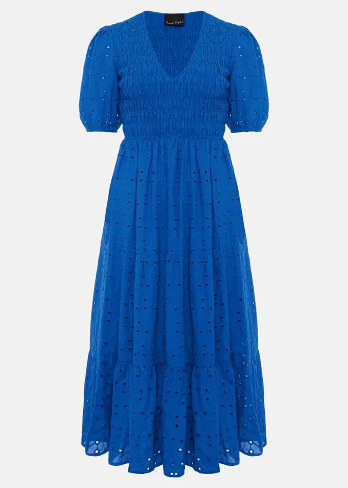 Phase Eight Dresses Gretta Broderie Midi Dress Blue 8211 Women
