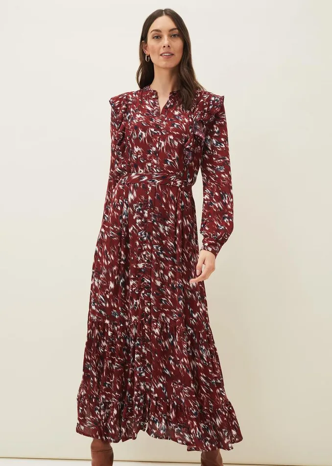 Phase Eight Dresses Helen Abstract Feather Print Midaxi Dress Burgundy 8211 Women Phase Eight Dresses Helen Abstract Feather Print Midaxi Dress Burgundy 8211 Women