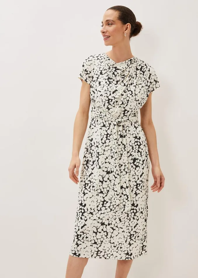 Phase Eight Dresses Jaelynn Ditsy Cowl Tie Waist Print Dress Smokeivory 8211 Women Phase Eight Dresses Jaelynn Ditsy Cowl Tie Waist Print Dress Smokeivory 8211 Women