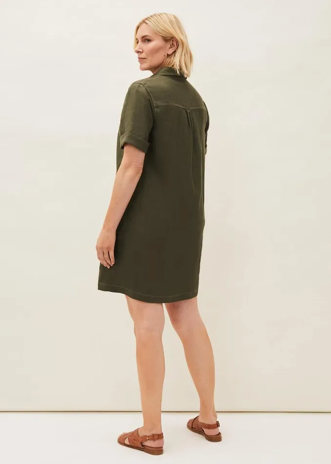 Phase Eight Dresses Kathy Linen Dress Khaki 8211 Women