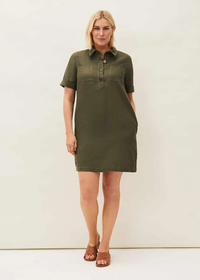 Phase Eight Dresses Kathy Linen Dress Khaki 8211 Women