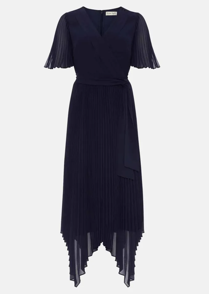 Phase Eight Dresses Kendall Pleated Midi Dress Navy 8211 Women