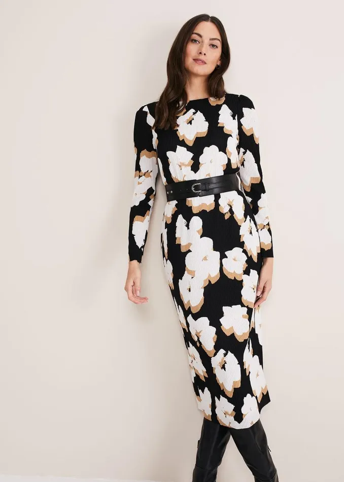 Phase Eight Dresses Kinzlee Printed Jersey Dress Blackivory 8211 Women