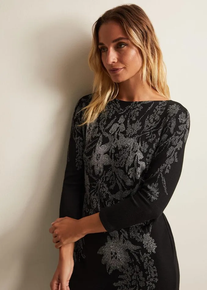 Phase Eight Dresses Loreina Floral Tunic Dress Black 8211 Women