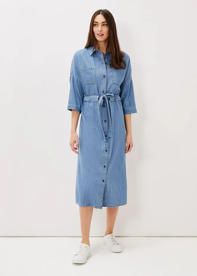 Phase Eight Dresses Louella Tie Shirt Dress Chambray Blue 8211 Women