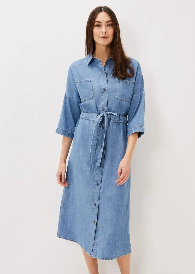 Phase Eight Dresses Louella Tie Shirt Dress Chambray Blue 8211 Women