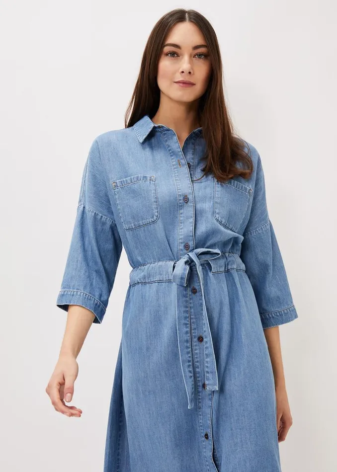 Phase Eight Dresses Louella Tie Shirt Dress Chambray Blue 8211 Women