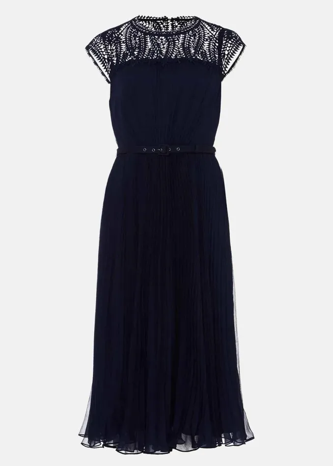Phase Eight Dresses Makaela Pleat Embroidered Dress Navy 8211 Women