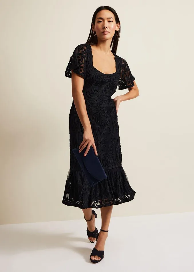 Phase Eight Dresses Matilda Tapework Midi Dress Navy 8211 Women