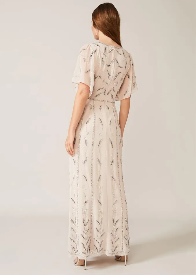 Phase Eight Dresses Meredith Embellished Leaf Dress Pearl 8211 Women