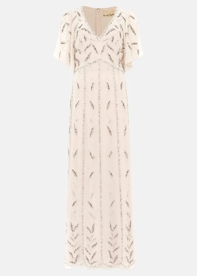 Phase Eight Dresses Meredith Embellished Leaf Dress Pearl 8211 Women