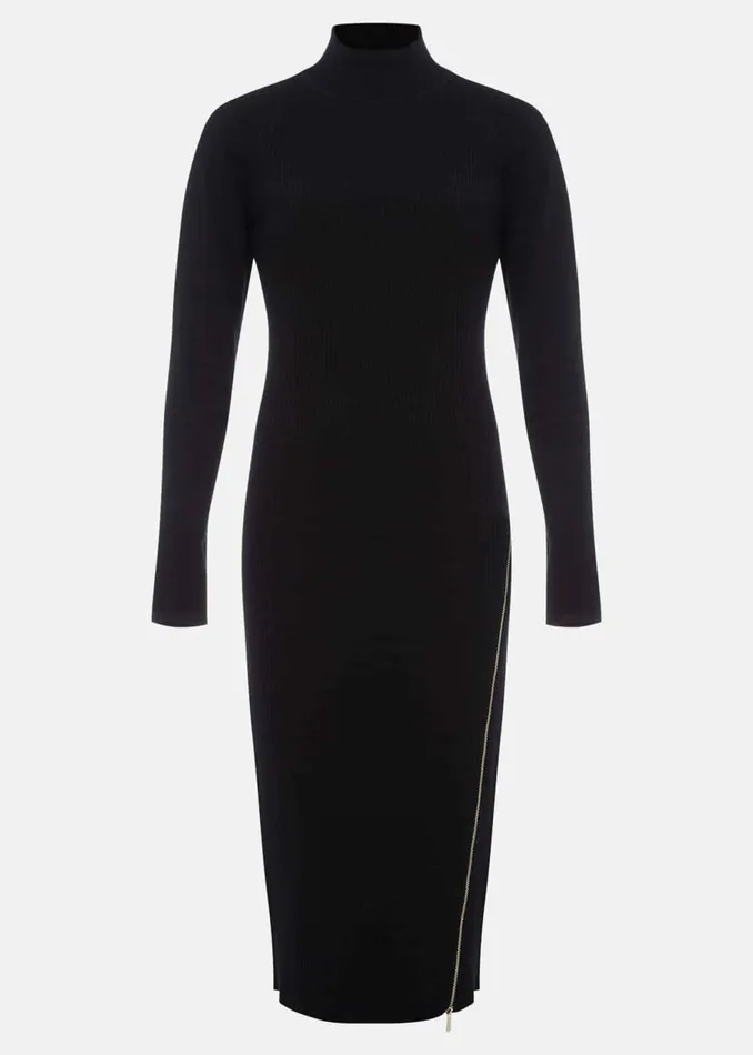 Phase Eight Dresses Milla Maxi Longline Zip Knit Dress Black 8211 Women