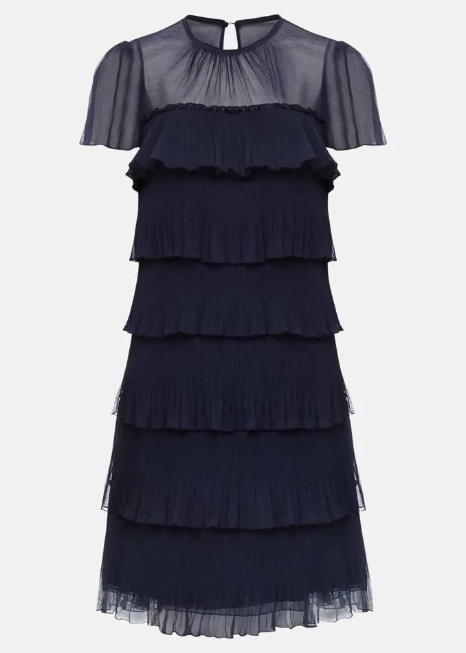 Phase Eight Dresses Mimi Pleated Mini Dress Navy 8211 Women