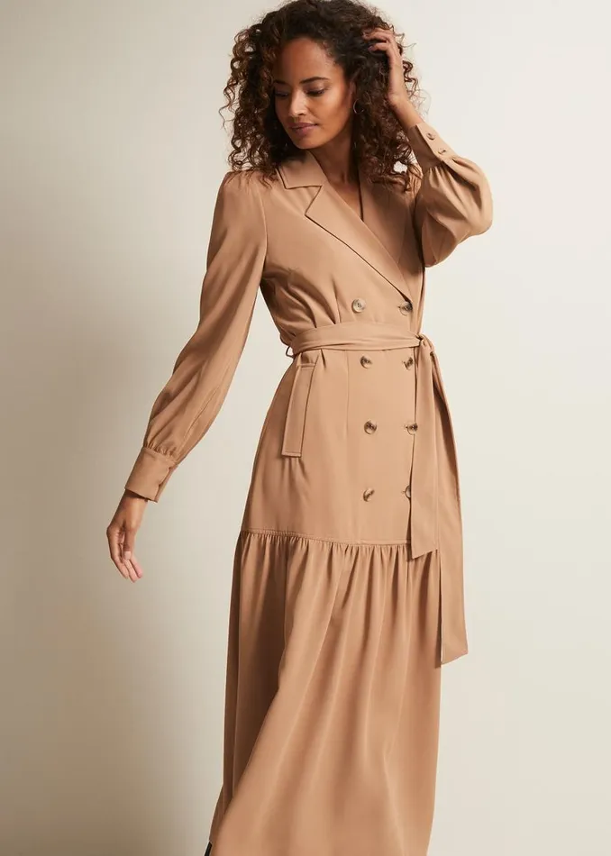 Phase Eight Dresses Morgan Trench Midi Dress Camel 8211 Women