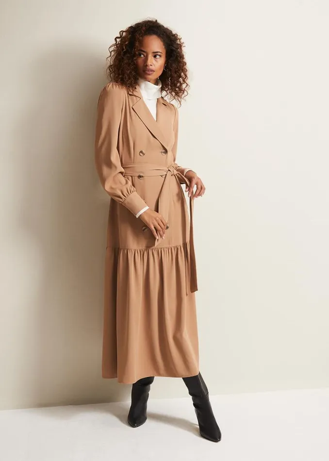 Phase Eight Dresses Morgan Trench Midi Dress Camel 8211 Women