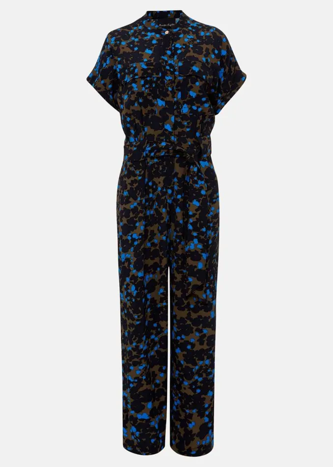 Phase Eight Dresses Nell Floral Wide Leg Jumpsuit Khakiblue 8211 Women