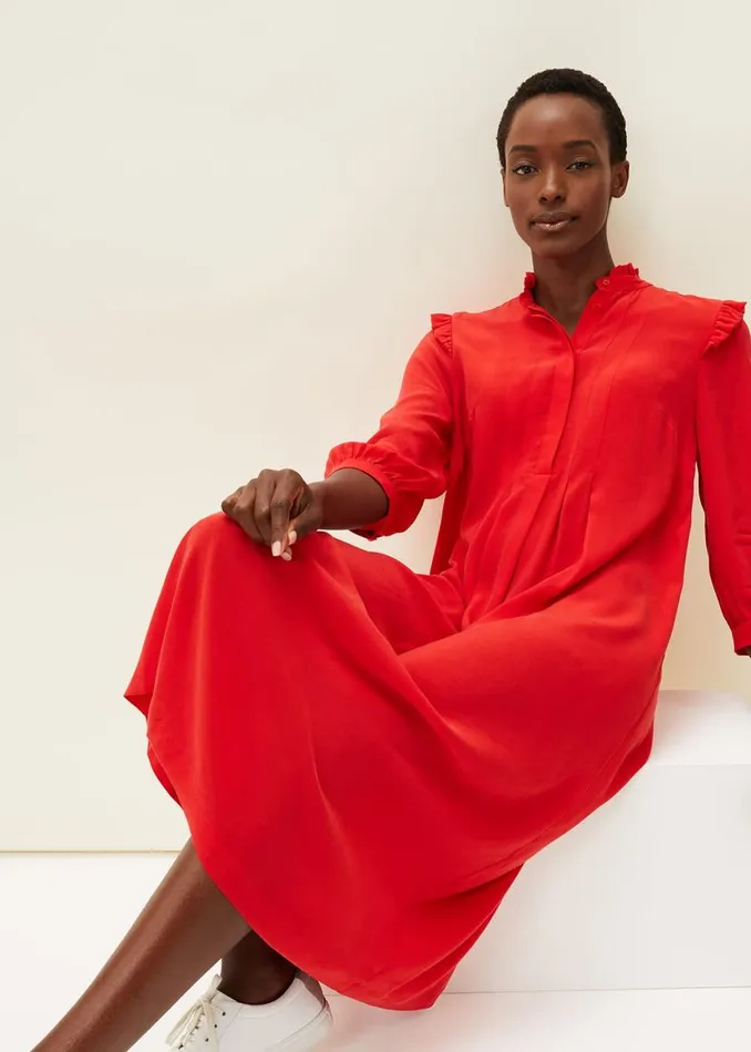 Phase Eight Dresses Nivana Frill Shirt Midi Dress Red 8211 Women