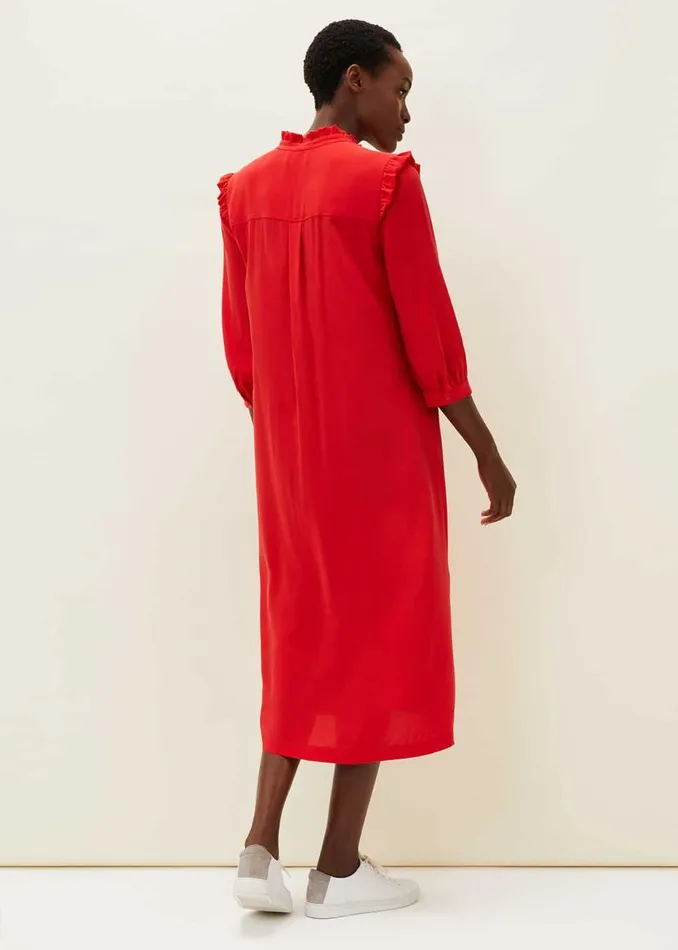 Phase Eight Dresses Nivana Frill Shirt Midi Dress Red 8211 Women