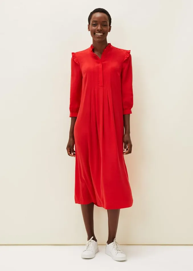 Phase Eight Dresses Nivana Frill Shirt Midi Dress Red 8211 Women