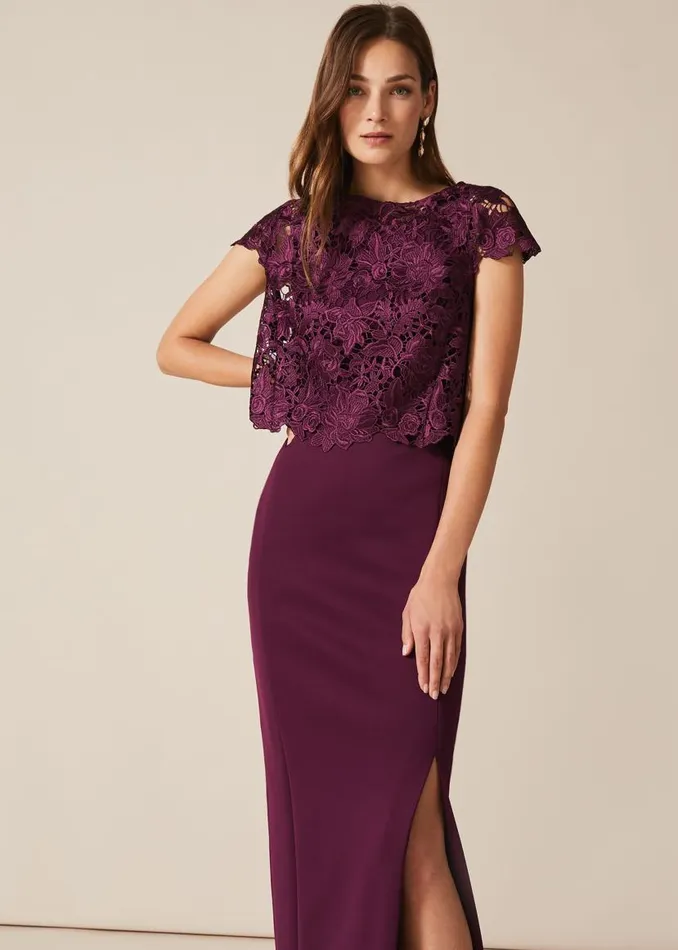 Phase Eight Dresses Olivia Scuba Maxi Dress Damson 8211 Women
