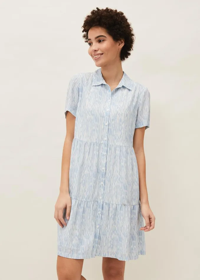 Phase Eight Dresses Penele Brushstroke Print Shirt Dress Blue 8211 Women