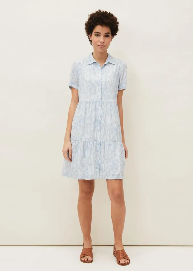 Phase Eight Dresses Penele Brushstroke Print Shirt Dress Blue 8211 Women