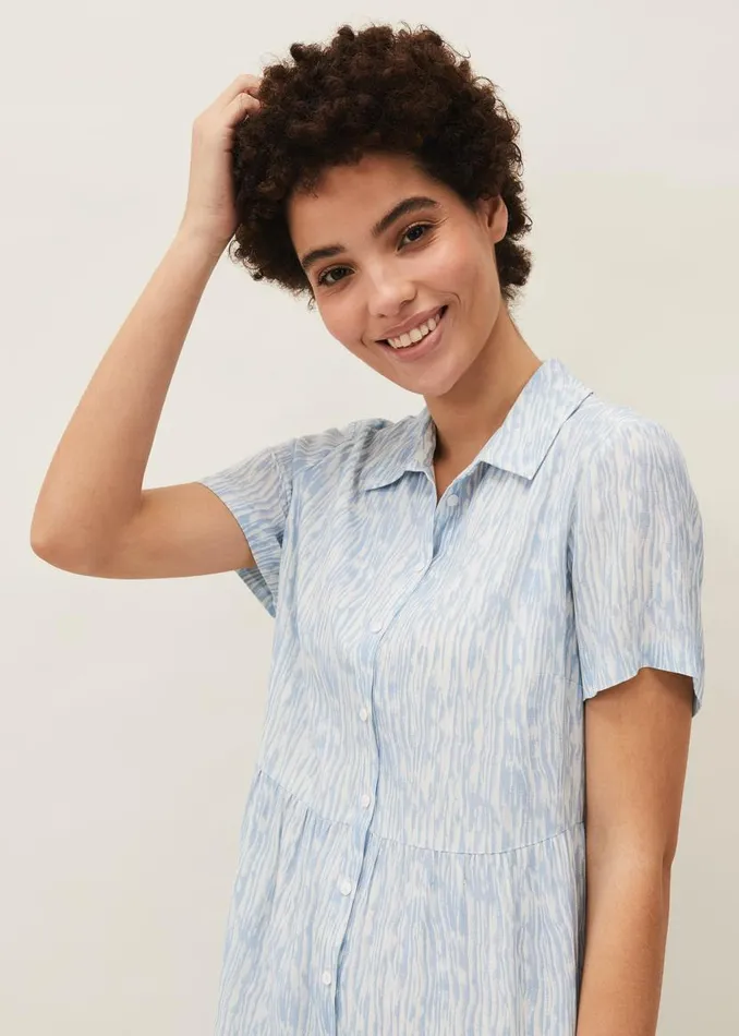 Phase Eight Dresses Penele Brushstroke Print Shirt Dress Blue 8211 Women