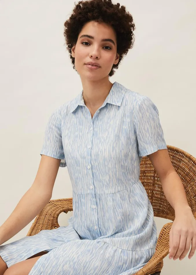 Phase Eight Dresses Penele Brushstroke Print Shirt Dress Blue 8211 Women